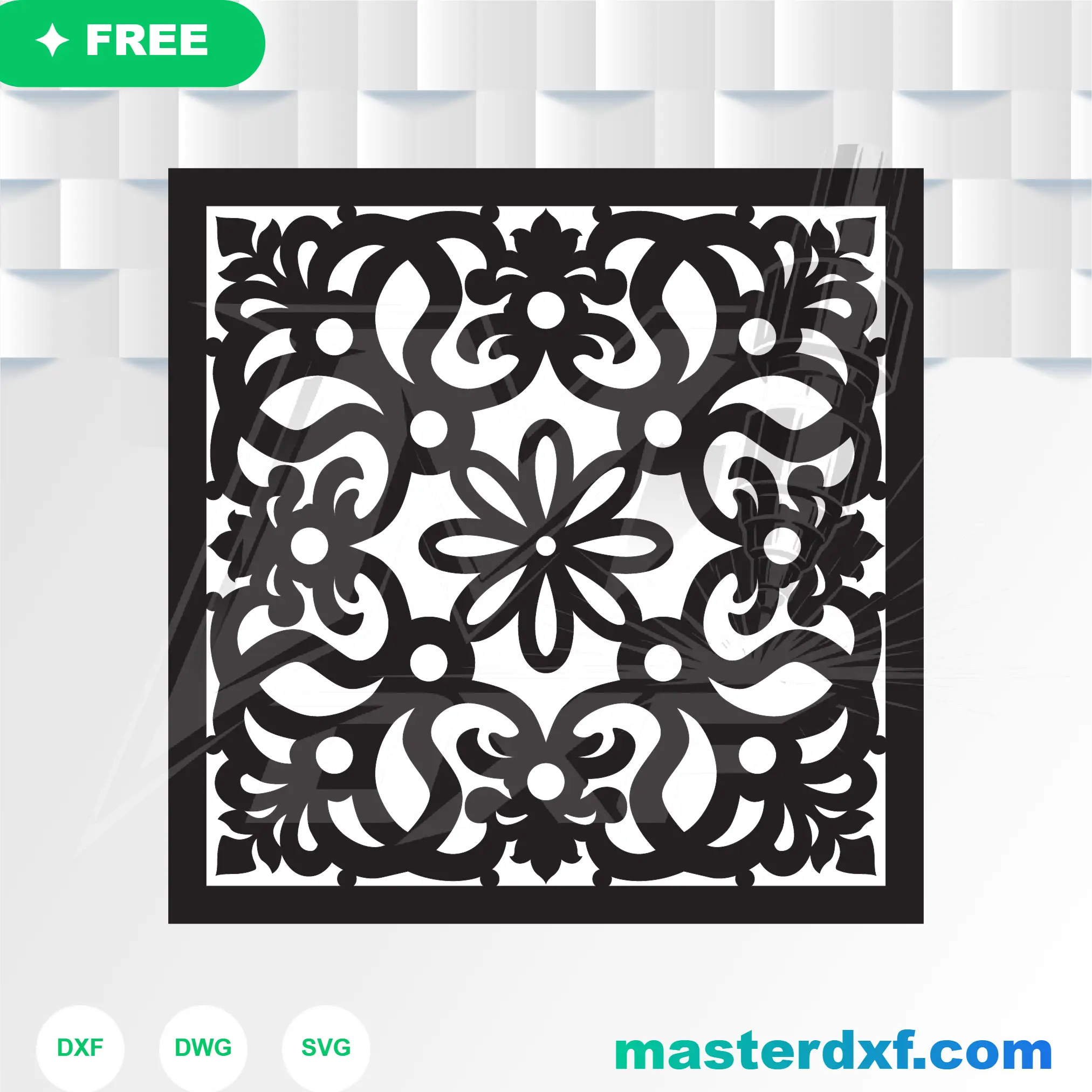 Ornamental Square Steel Window Design DXF File